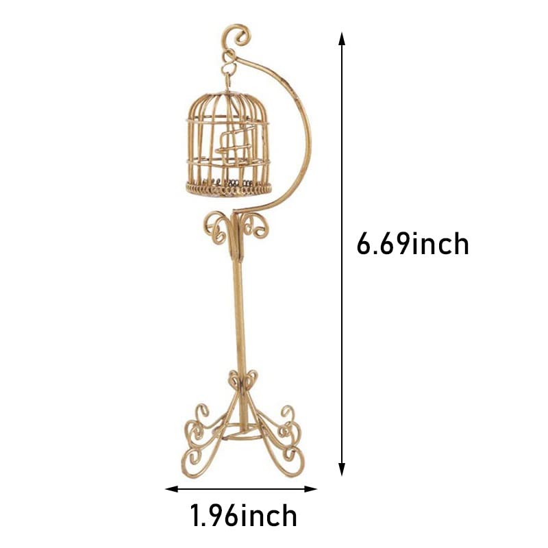Dollhouse Birdcage 1:12 Scale Accessories Miniature Bird Cage Floor Stand Openable Cage Alloy Birdcage Model Mini House Decorati