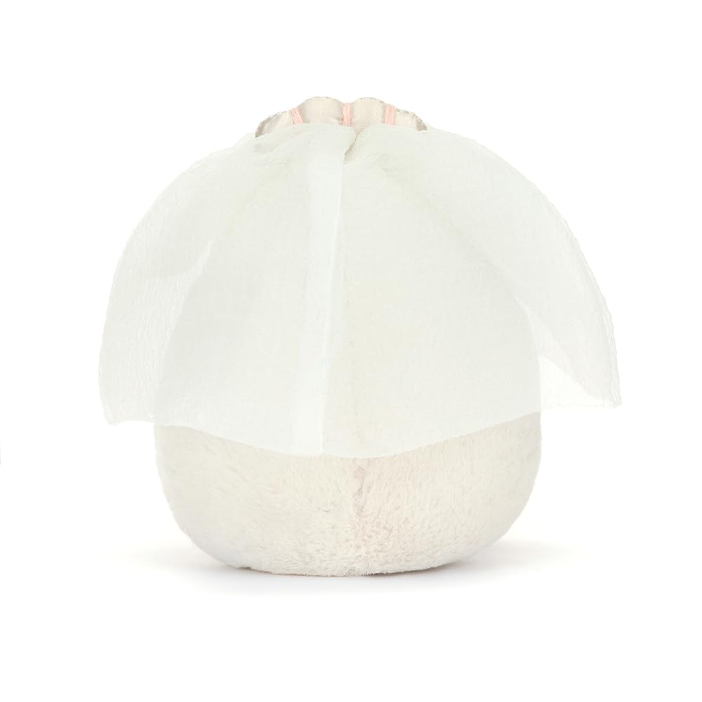 Jellycat Amuseables Boiled Egg Bride Plush Toy, 5.5" Yellow/White, Small Polyester Stuffed Animal - Fun Wedding Gift