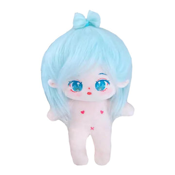 Niannyyhouse 20Cm Plush Doll Light Blue Hair Girl Humanoid Stuffed Body No Attribute 8In Normal Body Wearable Clothing Dress Up Gifts (5-Without Skeleton)