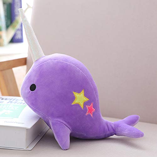 CASAGOOD Cute Purple Narwhal Plush Toy - Medium Soft Whale Stuffed Animal for Babies and Kids