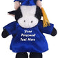 Plushland Plush Stuffed Animal Toys 12 Inches Present Gifts for Graduation Day  Personalized Text  Name or Your School Logo on Gown  Best for Any Grad School Kids (Graduation Cow Blue Gown)
