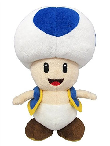Little Buddy Super Mario All Star Collection Plush - 7" Blue Toad Stuffed Toy, Multicolor, Model 1588, Soft Plush Material