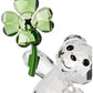 Swarovski Kris Bears Lucky Charm Figurine, Clear Swarovski Crystal With A Green Four-Leafed Clover Accent, Part Of The Swarovski Kris Bears Collection