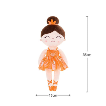Gloveleya Baby Doll Ballerina Doll Girl Gift Ballerina Plush Soft Doll Colorful Haze Gold Ballet Series-Orange 13 Inch With Gift Box