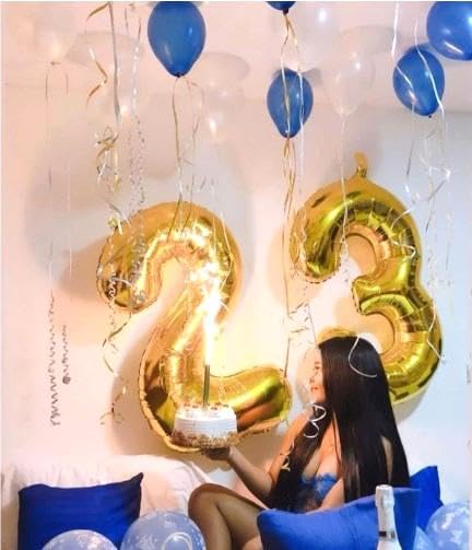 Gold 40 Inch Big Number Balloon Birthday Decoration, Number 2 Helium Balloon 12 22 23 24 26 2024 New Years Celebration, Boy Girl