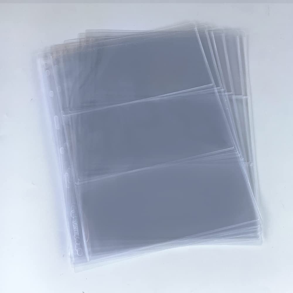 3 Pockets Paper Money Collection Supplies Pages, 10 Sheets Money Stamp Page Holders Currency Collecting Book Album Sleeves for S