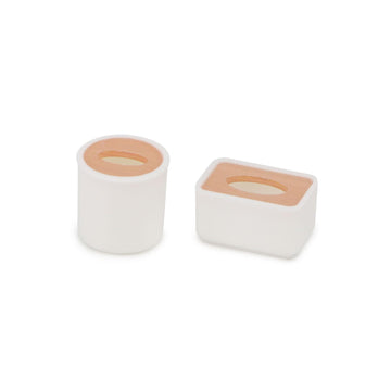 Dollhouse Tissue Box 2Pcs Miniature 1/6 House Accessories  Round Tube & Rectangle Paper Box Set for Toilet Living Room Decoration  Tissue Holder Model for DIY Craft (1:6 Scale)