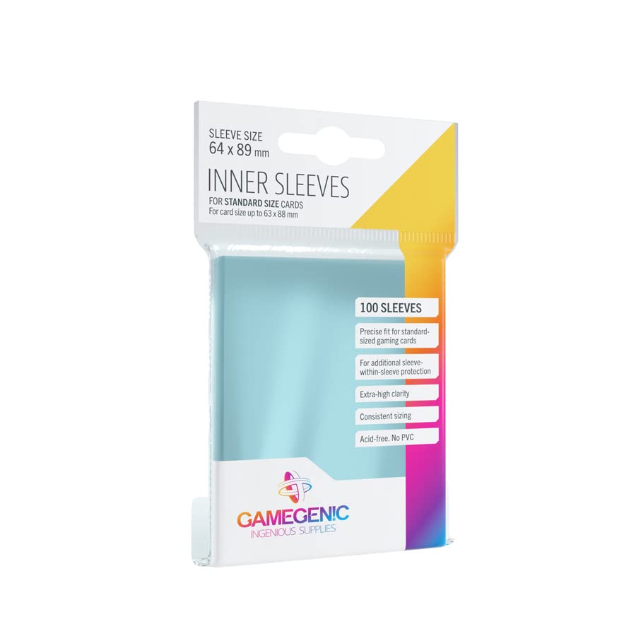 Inner Sleeves Pack Of 100 Clear Standard Card Game Sleeves For Board Games And Card Games | Extra-High Clarity | Professional Protection For Up To 100 Tcg Decks And Gaming Cards | Made By Gamegenic