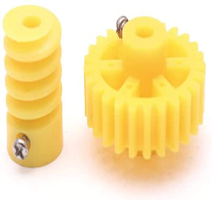 Qbm Yellow Plastic Spur And Worn Gear For Dc Motor Diy Model Toys 25 Tooth + 6 Tooth  Pair Of 2