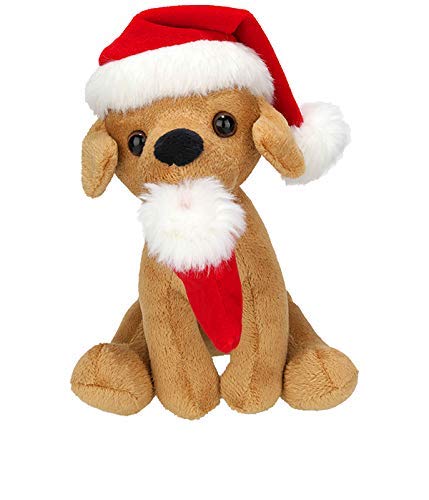 Plushland Xmas Pawpal with Santa Hat Stuffed Animals Plush Puppet Dog 8 Inches for Kids - A Perfect Christmas Day Gift on This Holiday for Babies (New Christmas Dog Assortment)