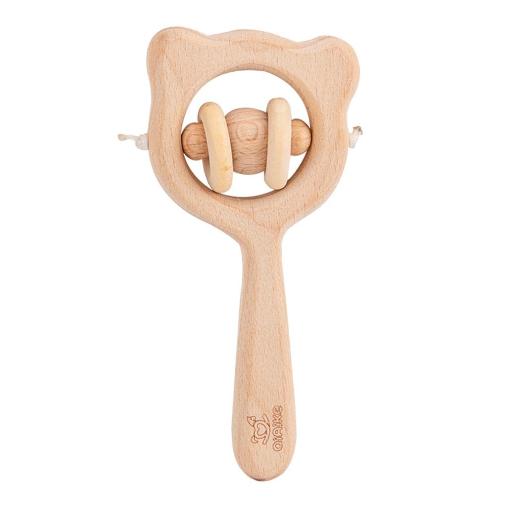 Club Bollywood Wood Baby Rattle Teether Montessori Sensory Crib Nursery Musical Shaker Toys Style 2|Baby | Toys For Baby | Devel