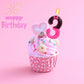 OGnomiFX Pink Black Birthday Candles for Girls, Number 3 Wax Cake Topper, Cartoon Themed Party Decor