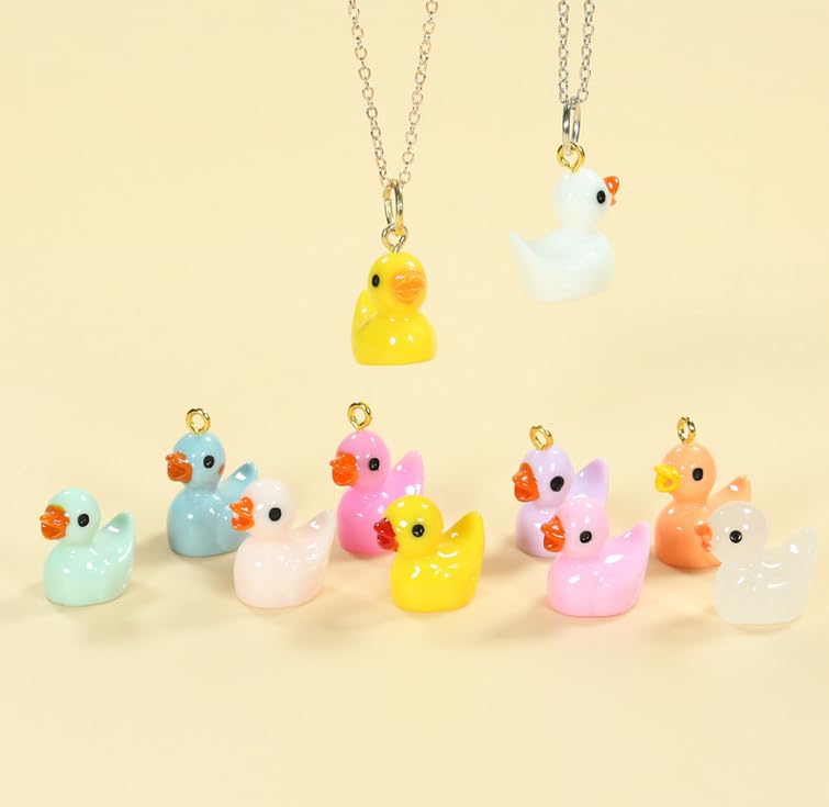 100pcs Luminous Mini Ducks,15 mm Dollhouse D  cor Resin Ducks Glow in The Dark for Aquarium Decor Micro Fairy Garden Landscape H