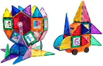 Picassotiles 120Pc Master Builder Magnetic Building Block Construction Set Toy Blocks With Ferris Wheel, Castle Click-In, 28 Edu