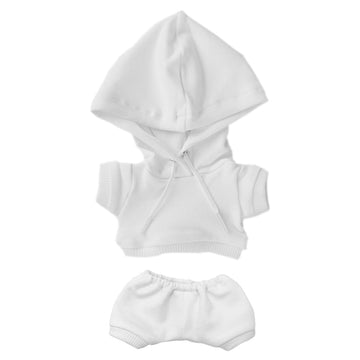 Niannyyhouse 10Cm Plush Doll Clothes Elastic Solid Sportswear Suits Hoodie Pants Soft Stuffed Plush Toy Dress Up Accessories (Wh