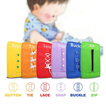 Learn To Tie Your Shoes Dressing Board Montessori Mobile Sensory Board Travel Therapist Life Skills Development Toy - Zip,Button,Snap,Buckle,Lace & Tie For Preschool Toddler 2-8 Years Old