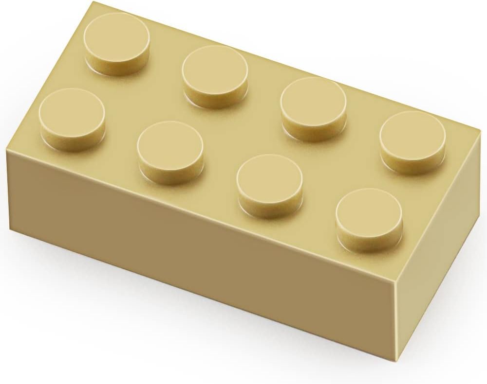 100 Piece Tan Bricks Bulk, Tan 2X4 Building Bricks Flat, Compatible With Lego Parts And Pieces: 2X4 Tan Bricks(Color: Tan)