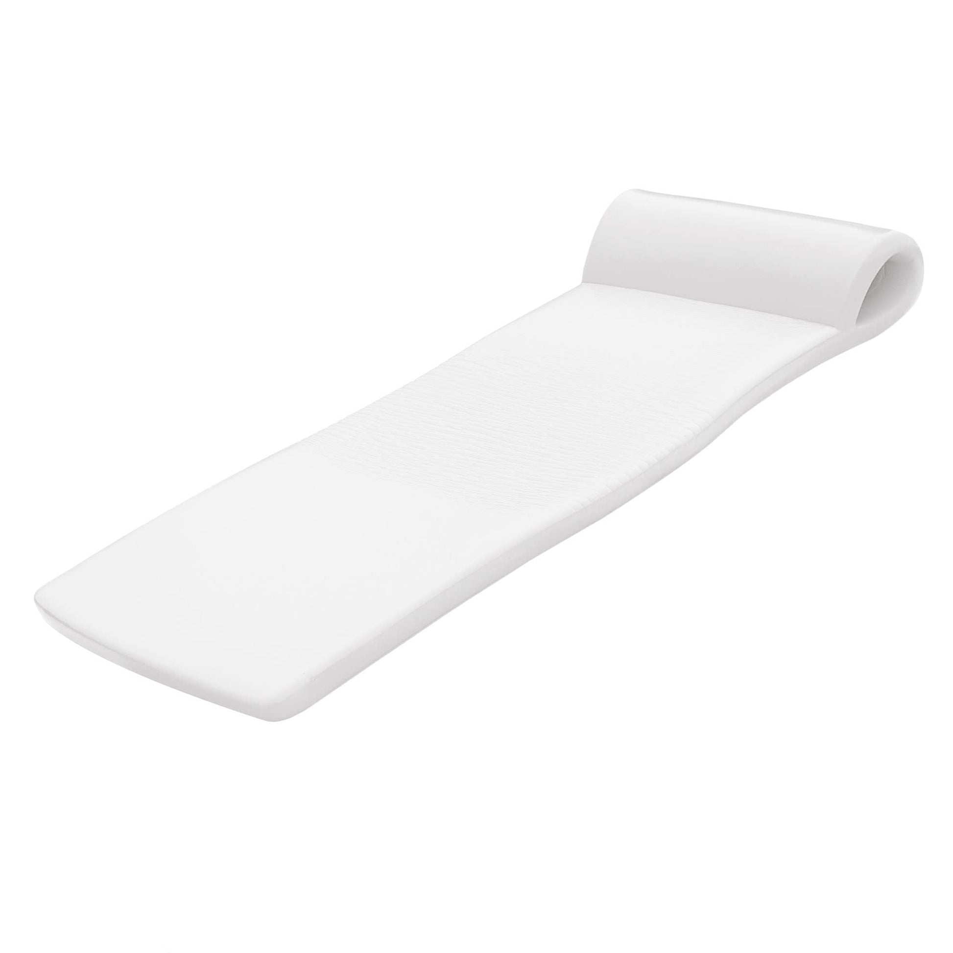 TRC Recreation Sunsation 1.75  Thick Vinyl Coated Foam Swimming Pool Float Mat mature-themed Lounger with Built-In Roll Pillow  White