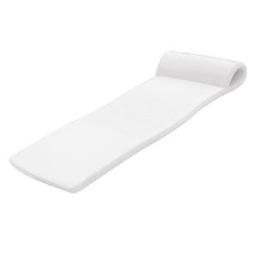 TRC Recreation Sunsation 1.75  Thick Vinyl Coated Foam Swimming Pool Float Mat mature-themed Lounger with Built-In Roll Pillow  White