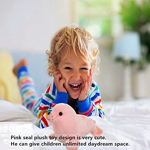 Aucooma Seal Stuffed Animal Pillows Plush Toys Hug Sleep Cute For Kids Gifts 13.7(Pink)