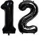 CollectiveMed. Number Foil Balloon 16 Inch  Black Colour (BLACK12)