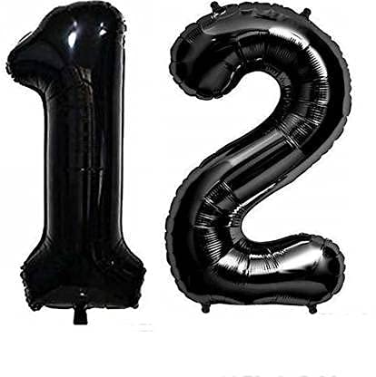 CollectiveMed. Number Foil Balloon 16 Inch  Black Colour (BLACK12)