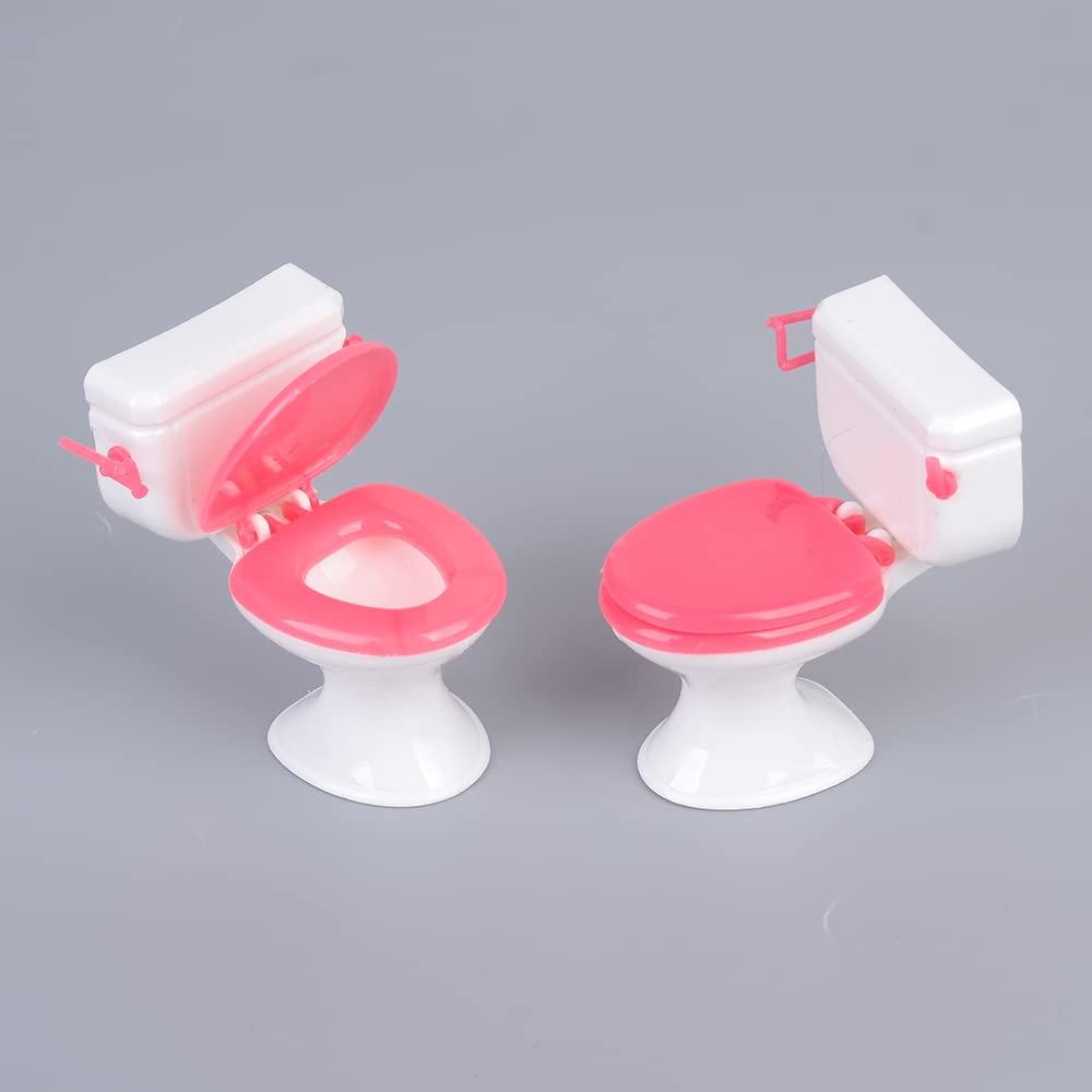 3Pcs Miniature Toilet Cake Toppers Decor, Mini Toilet Toy Funny Toilet Gift, Doll Accessories Dollhouse Toilet For Girl Party Fa
