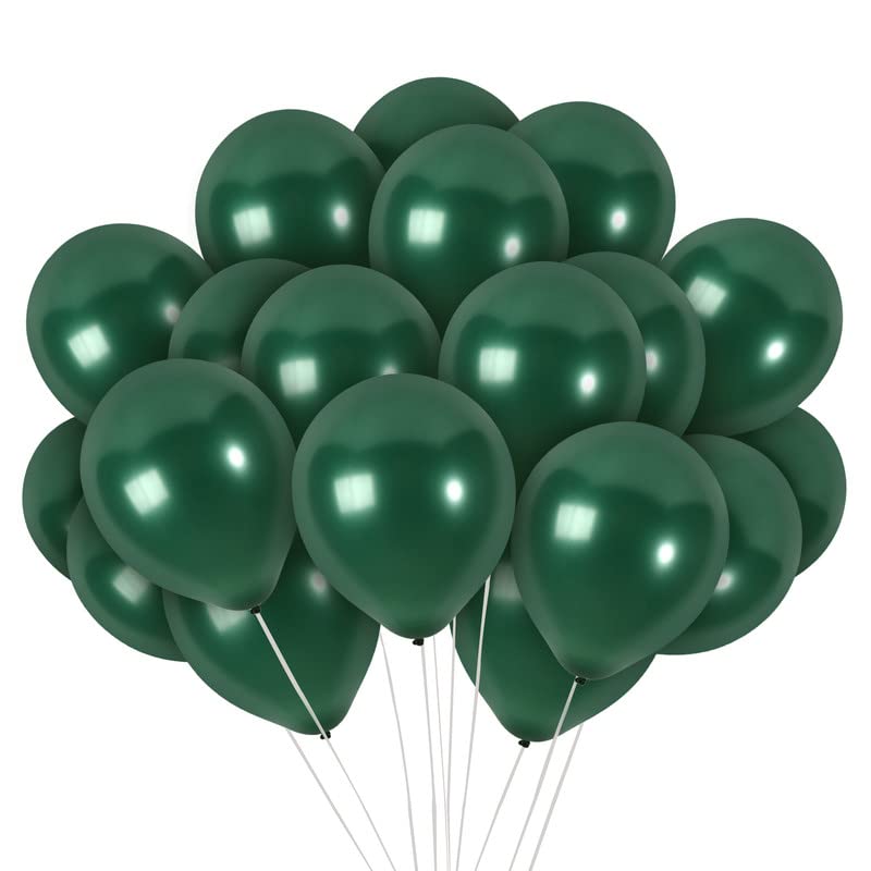 Treasures Gifted 72 Pieces Pine Green Metallic Balloons - Large Latex Balloons - Birthday Decorations - Unisex