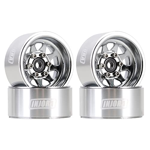 INJORA 1.0 Beadlock Wheel Stamped Steel Beadlock Deep Dish 1.0'' Wheels for 1/18 TRX4M Axial SCX24 Gladiator Deadbolt Bronco C10