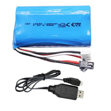 KBT RC Car Lithium Battery: 7.4V 1200mAh Rechargeable Li-ion Battery with SM -2P Plug & Charging Cable for RC Cars Crawler