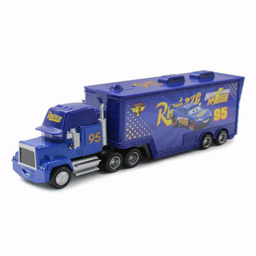 wltk Movie Cars 2 Hauler Mack Truck Blue No.95 & Lightning McQueen 2PCS Vehicles Set - Jackson Storm & Cruz Ramirez Included