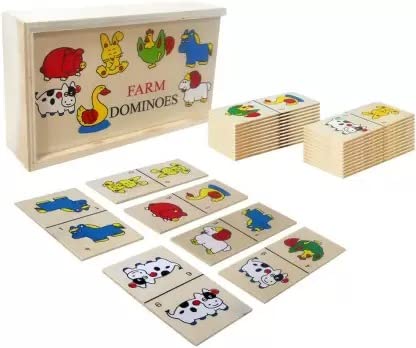 Primefair Baby Toys Beech Wood Animal Domino Solitaire Domino Wooden Toys Educational Blocks Baby Early Learning Toys Birthday G