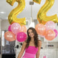 Gold 40 Inch Big Number Balloon Birthday Decoration, Number 2 Helium Balloon 12 22 23 24 26 2024 New Years Celebration, Boy Girl