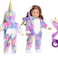 sweet dolly 18 Inch Doll Clothes Unicorn Onesie Pajamas Rainbow Color Hair Bow Clips Costume Fits 18 Inch Doll (Doll Not Include