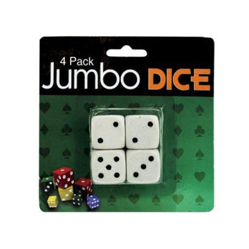 Jumbo Dice 3/4'' 19mm White with Black Pips - Set of 4