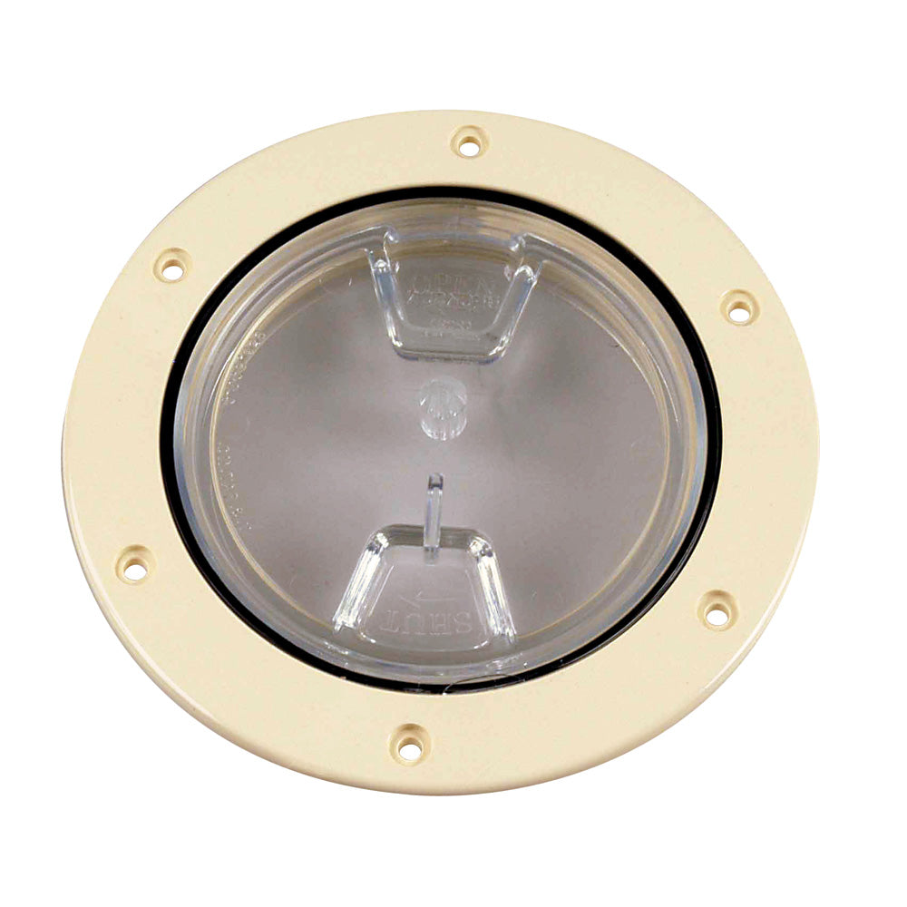 Beckson 4 Clear Center Screw-Out Deck Plate - Beige