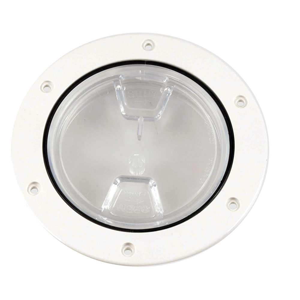 Beckson 4 Clear Center Screw-Out Deck Plate - White