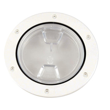 Beckson 4 Clear Center Screw-Out Deck Plate - White