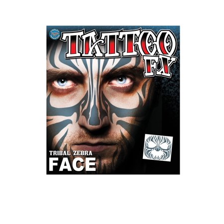 Costume Face Tattoo: Tribal Zebra