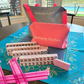 All In One - Mahjong Bundle - American Mahjong Set 166 2-Color Tiles - Blue & Pink Bag  Blue Mat