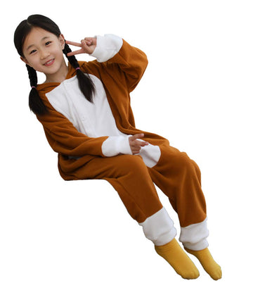 Kianmacar Kids Animal Onesie Kangaroo Pajamas Halloween Costume Cosplay Sleepwear (Brown Horse, 125) 10 Years(Age:Over 10 Years