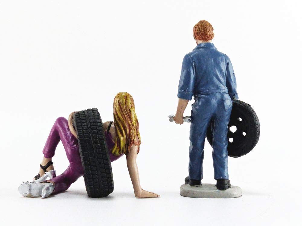 Val And Gary Tire Brigade 2 Piece Figurine Set 1/18 By Motorhead Miniatures 769