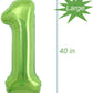 Tellpet Birthday Number Balloons, Number 1 Balloon, Green Foil Mylar Balloons, 40 Inch