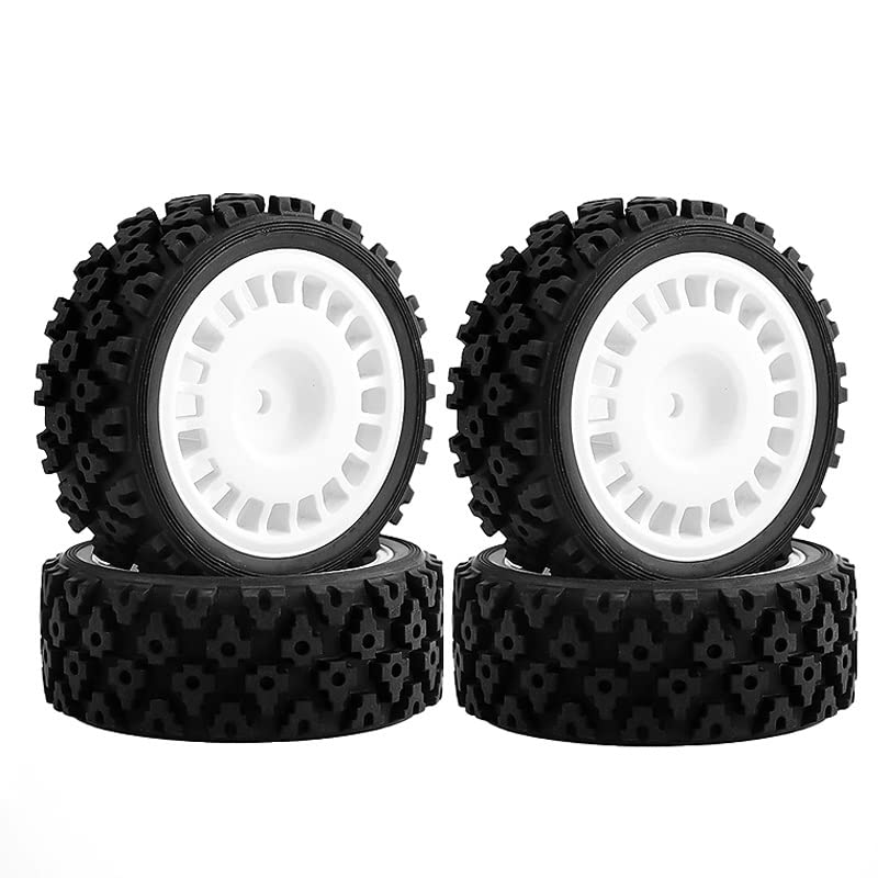 4Pcs Rubber Tire Plastic Wheel Tyre for Tamiya XV-01 XV01 TA06 TT-01 TT-02 PTG-2 RC Rally 1/10 RC Car Upgrades Parts Accessories