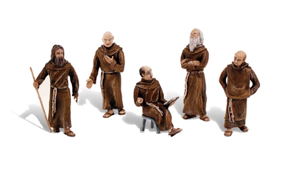 Woodland Scenics SP4453 1.5-Inch Scene Setters Figurine  Friars/Monks  5/Pack