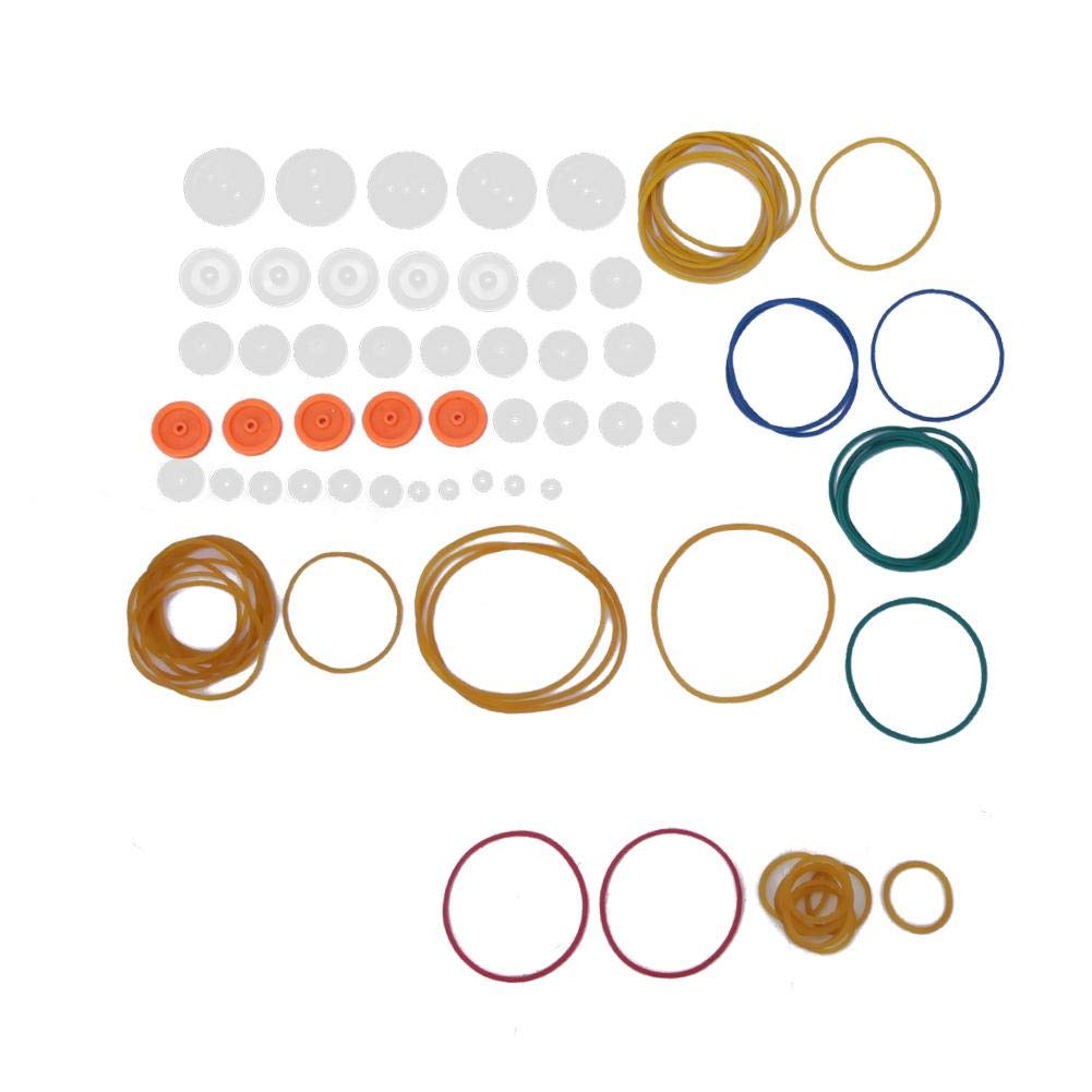 84PCS Plastic Gear Package Kit Belt Pulley Rubber Band Combination Set for Toy Motor Car Robot Various Gear Axle Belt Bushings