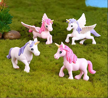 Chocozone Pack Of 4 Cute Miniatures Garden Decoration Gifts For Kids & Girlfriend (Unicorn)