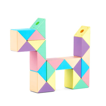 Magic Snake Cube Twist Puzzle Toy, 24 Segments Pastel Colors 3D Brain Teaser For Kids & Adults, Fidget Stress Relief, Educationa