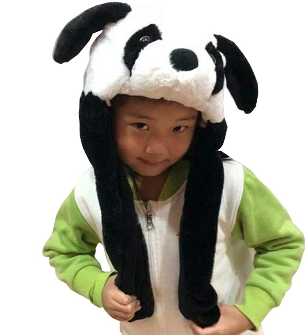 Joyhy Kids Adults Plush Hat Ear Moving Ear Flap Hat With Paw Panda