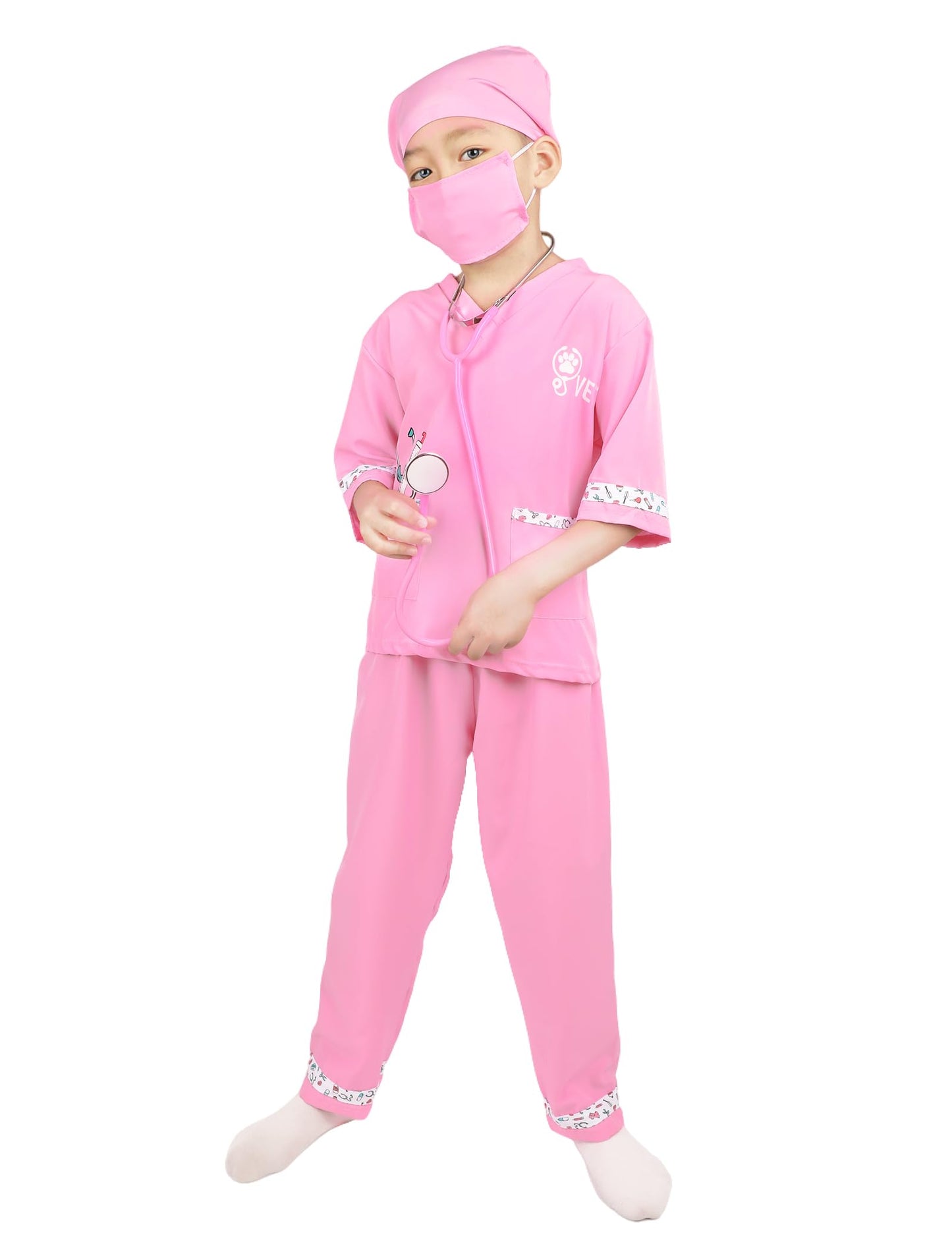 ANPHILE Kids Veterinarian Costume  Kids Doctor Vet Costume Outfit Pretend Play Dress Up Set for Career Day